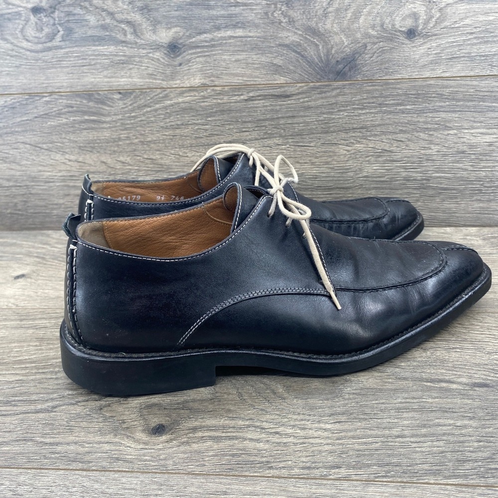 Toschi Mens Black Leather Square Toe Lace‎ Up Dress Shoes Size 9.5